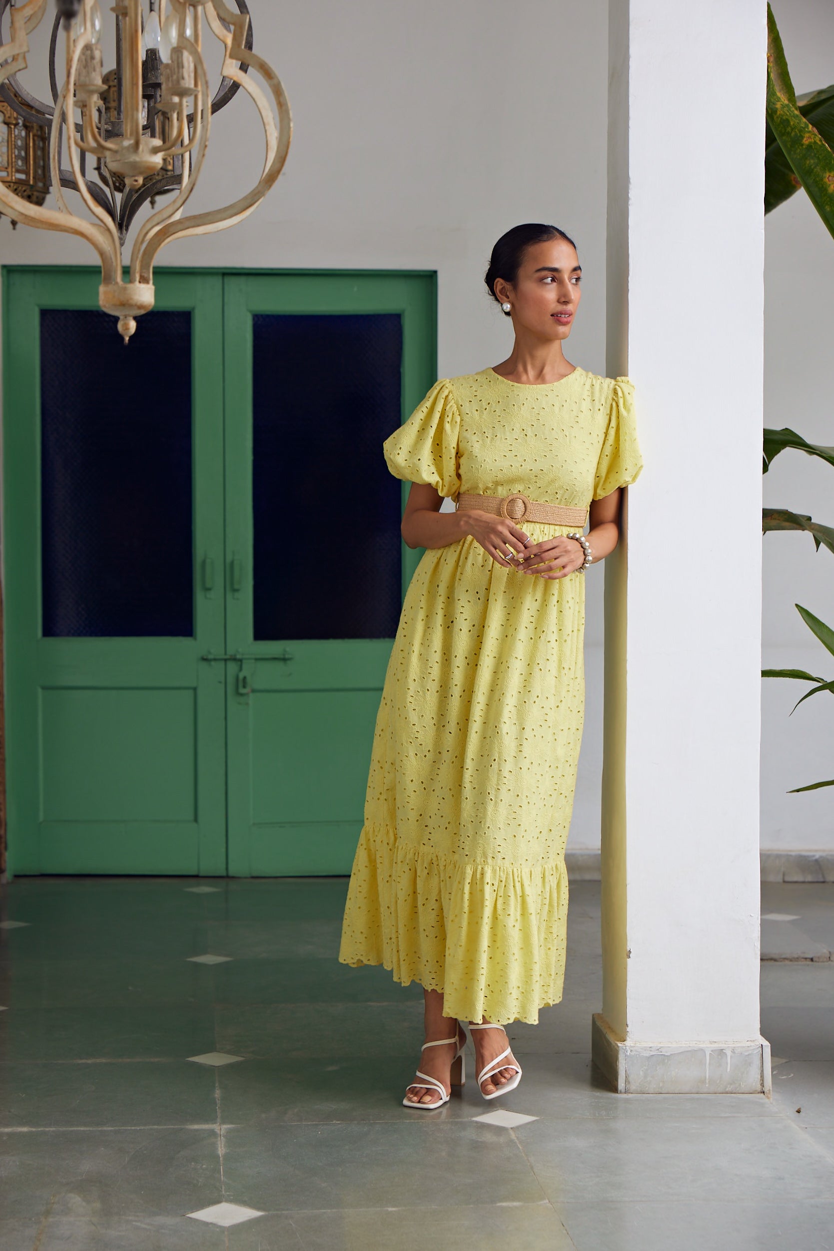 Mahieka Sharma in Goldenaster Midi Dress Calling June
