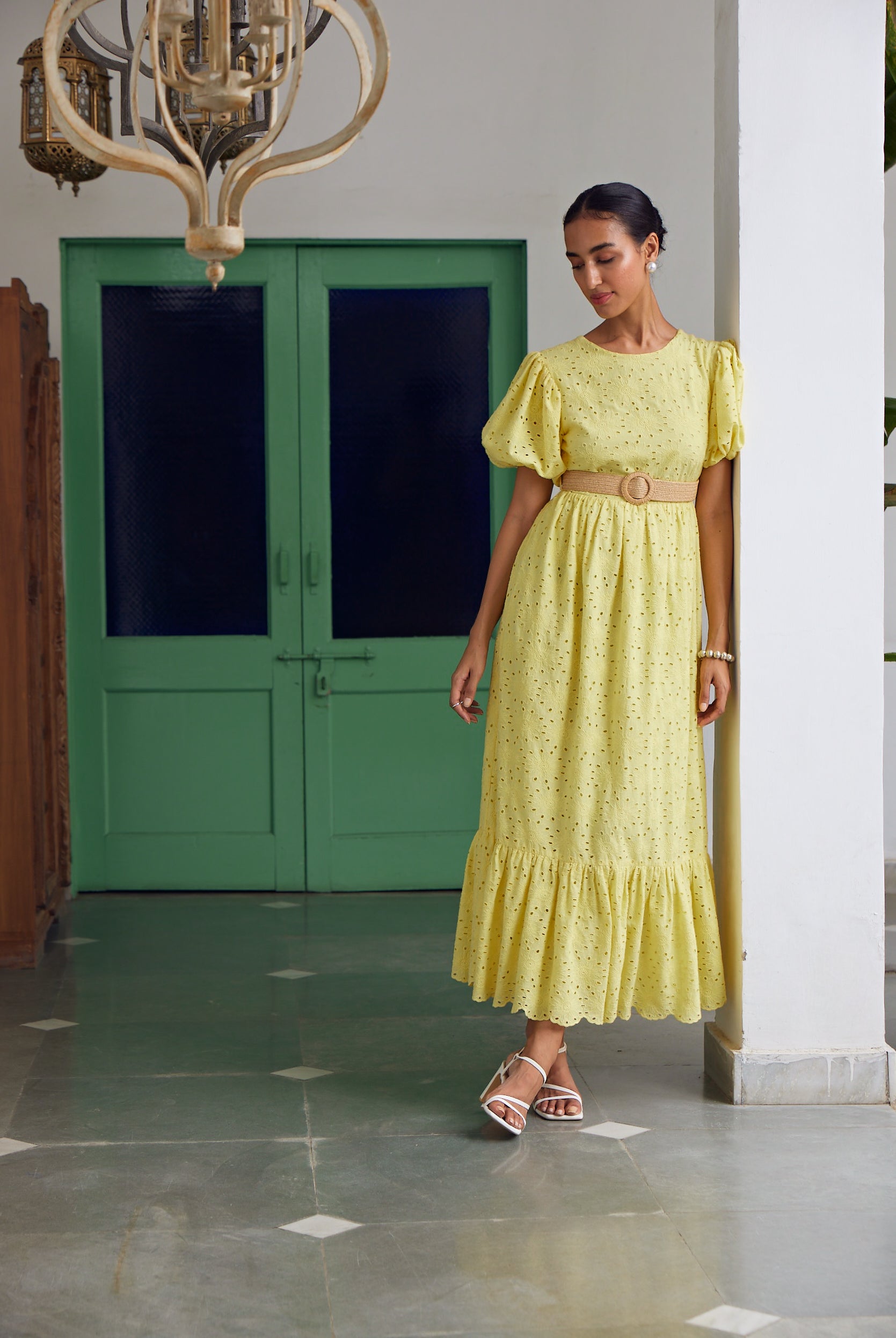Mahieka Sharma in Goldenaster Midi Dress Calling June