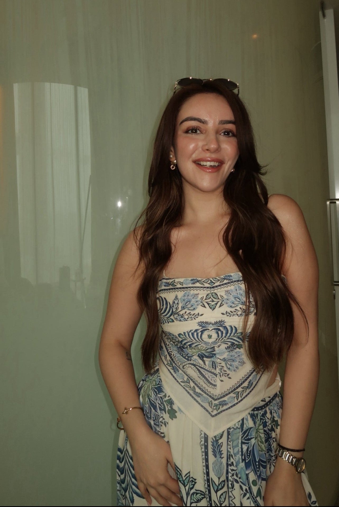 Simran Sethi Bedi in Malibu Skirt Co-ord Set Calling June