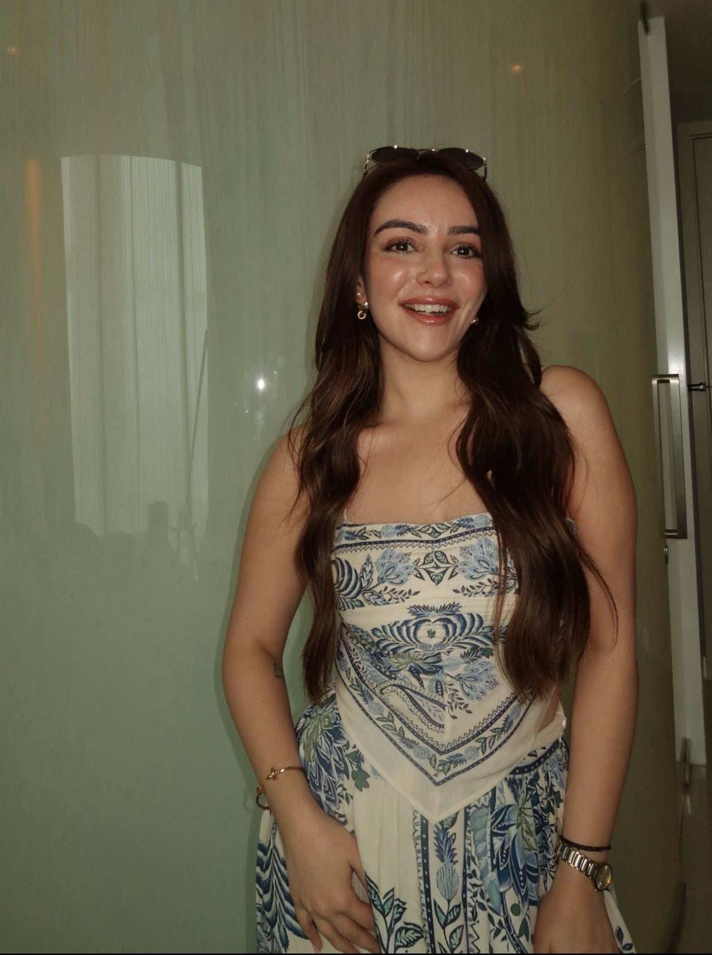 Simran Sethi Bedi in Malibu Skirt Co-ord Set Calling June