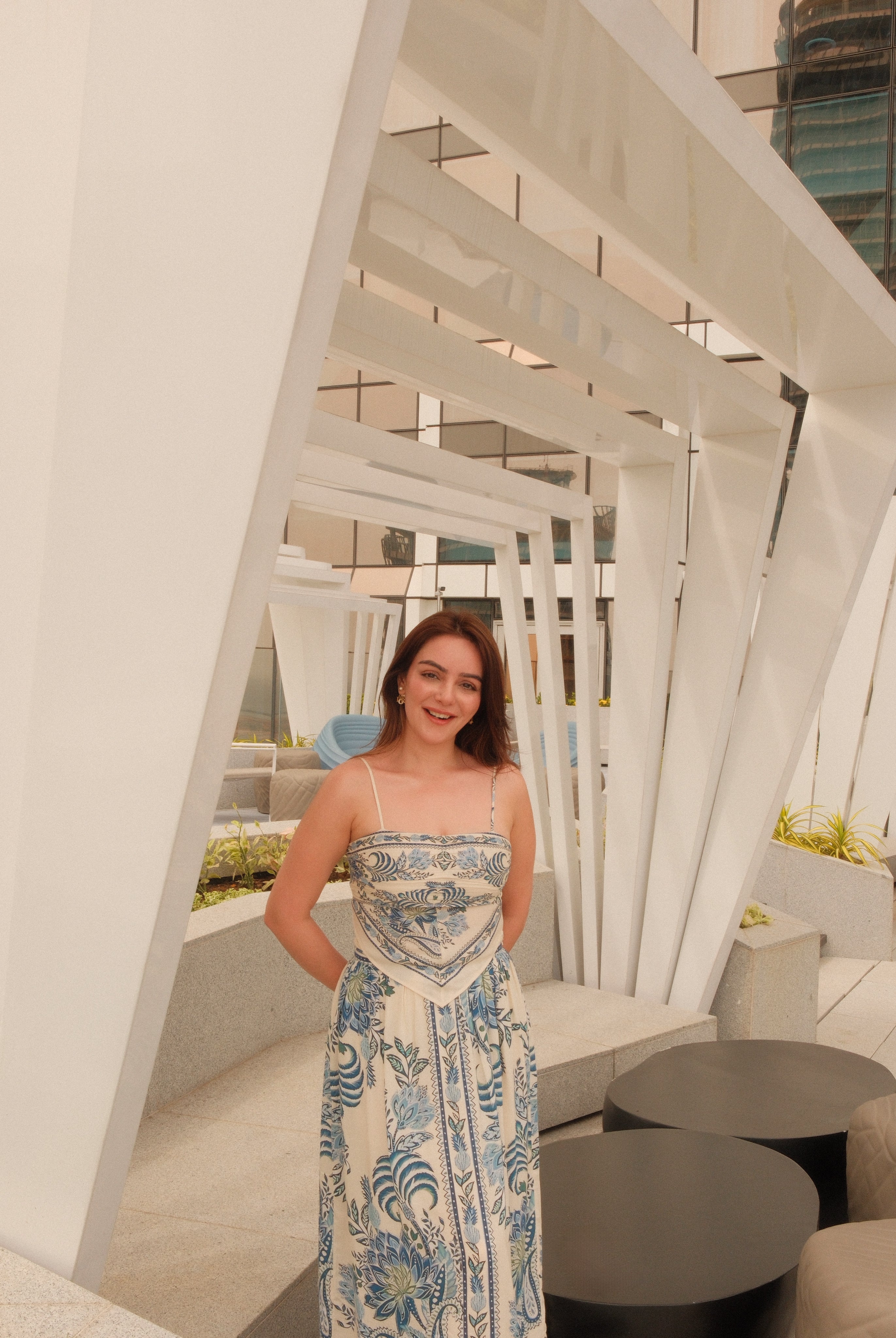 Simran Sethi Bedi in Malibu Skirt Co-ord Set Calling June