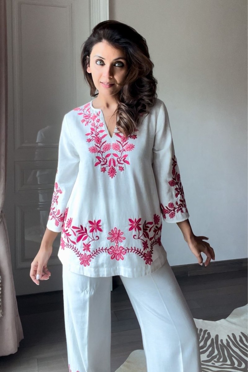 Nriti Shah In Our Yarrow Hand Embroidered Kaftan Co-Ord Set - Calling June India