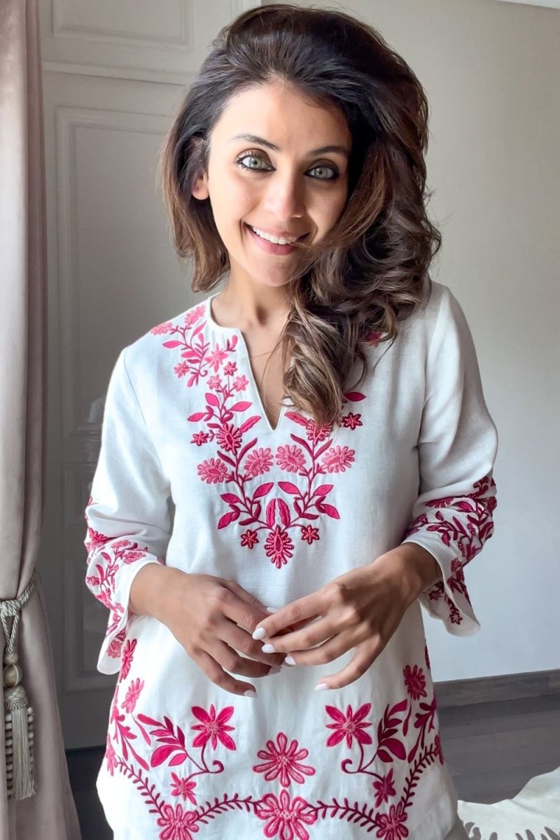 Nriti Shah In Our Yarrow Hand Embroidered Kaftan Co-Ord Set - Calling June India