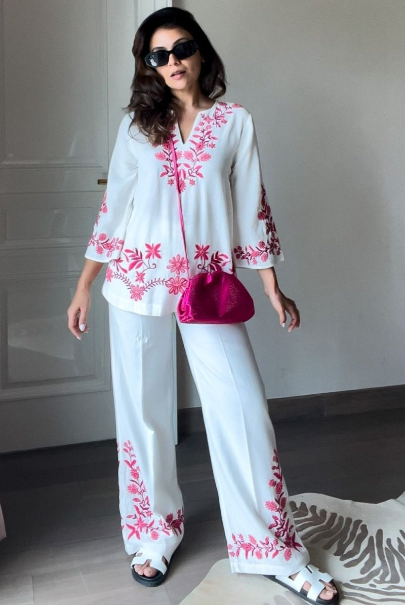 Nriti Shah In Our Yarrow Hand Embroidered Kaftan Co-Ord Set - Calling June India
