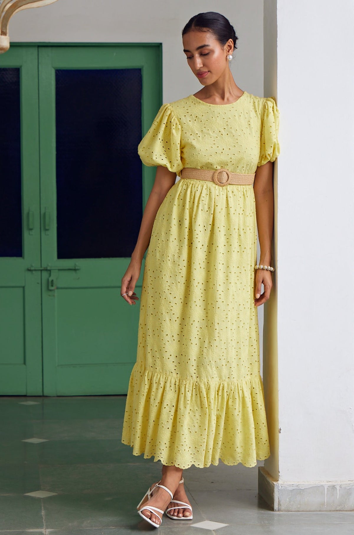 Mahieka Sharma in Goldenaster Midi Dress Calling June