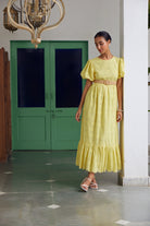 Mahieka Sharma in Goldenaster Midi Dress Calling June