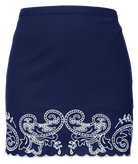 Navy blue skirt with white lace trim on a transparent background Calling June