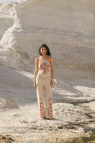 Woman embroidered matching set in beige Calling June