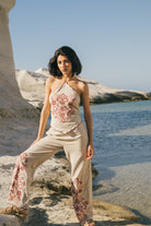 Woman embroidered matching set in beige Calling June