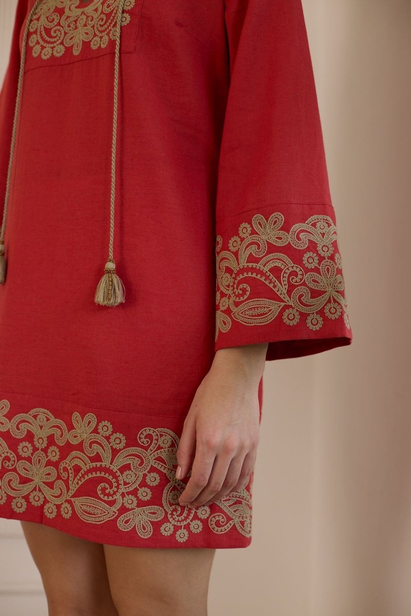 Berry Red Kaftan Dress - Calling June India