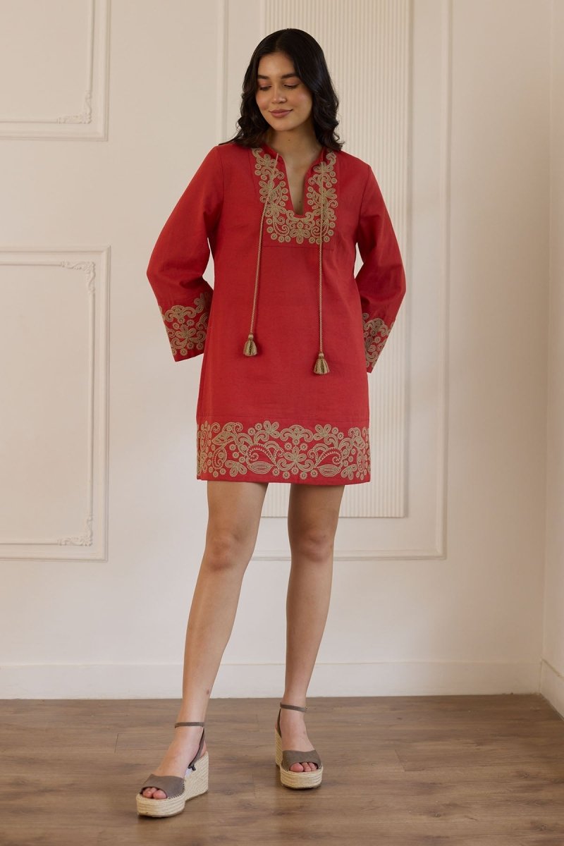 Berry Red Kaftan Dress - Calling June India